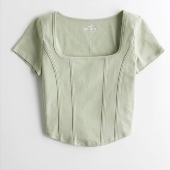Hollister Tops Hollister Sage Green Baby Tee Corset Top Poshmark